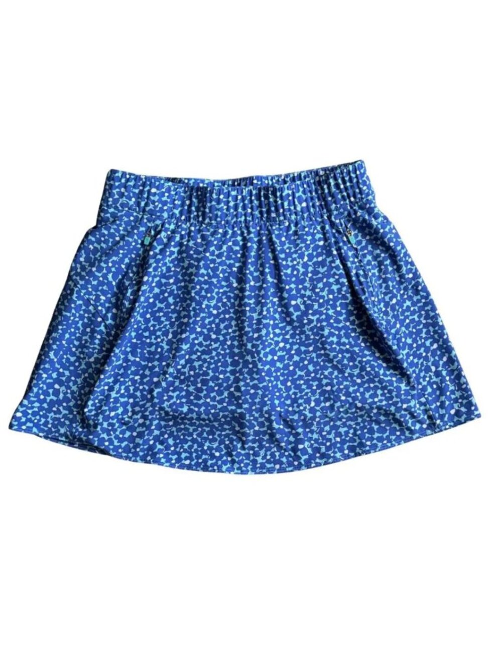 T by Talbots Blue Print Stretch Skort Zip Pockets Petite Medium Pull-On - Picture 2 of 6